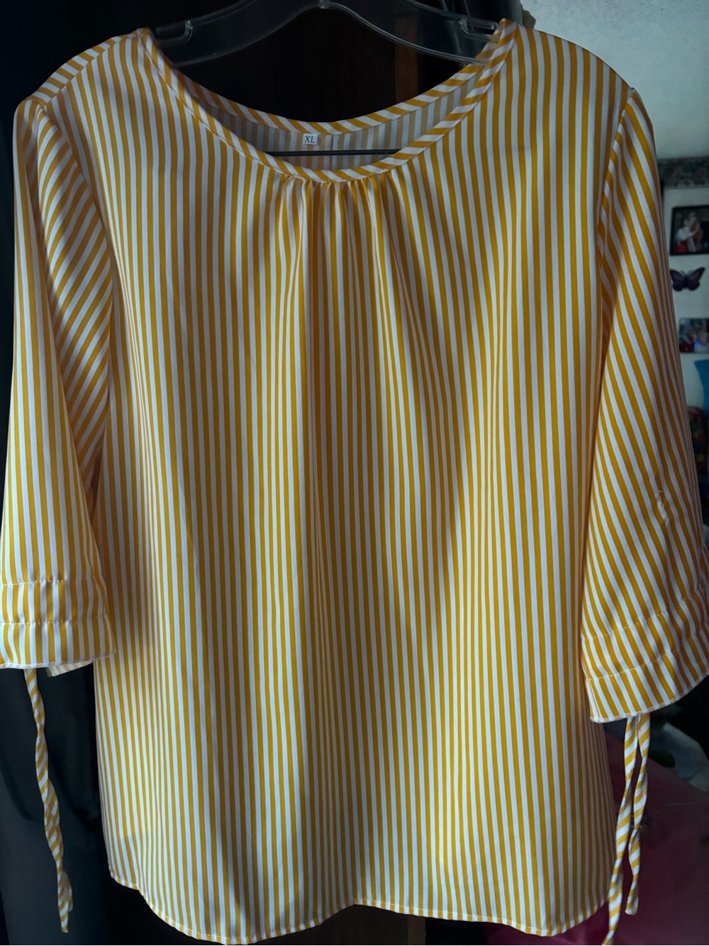 Yellow/orange Striped Women’s Blouse - Lightweight Casual Top